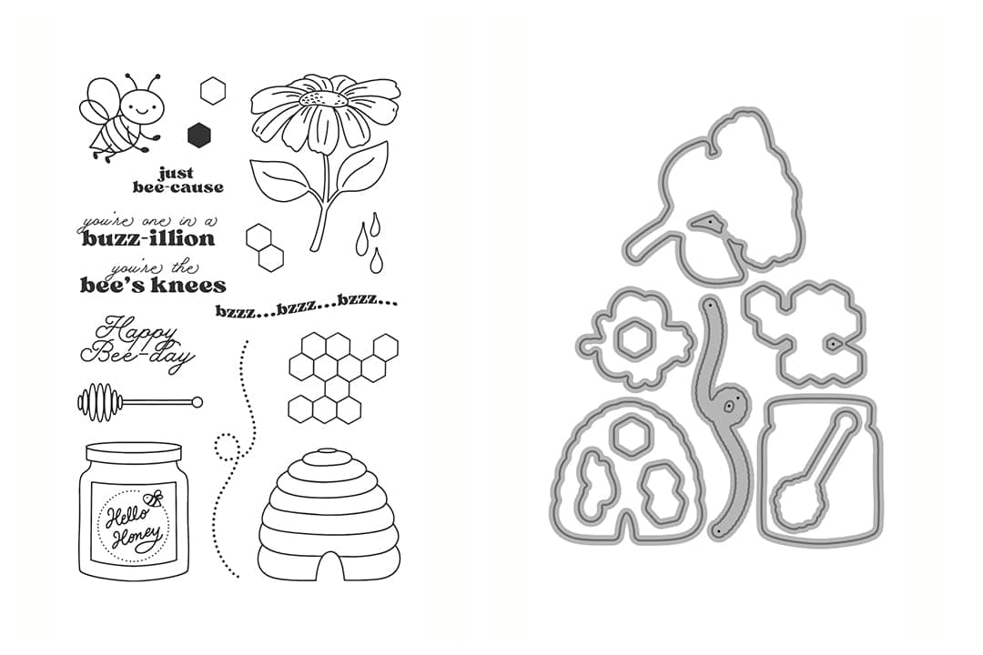 One in a Buzz-illion Stamp and Die Set Combo, Essentials by Ellen, Stamping, Scrapbooking, Die Cutting, Card Making, DIY, Party Favors, Cute Bee, Honey