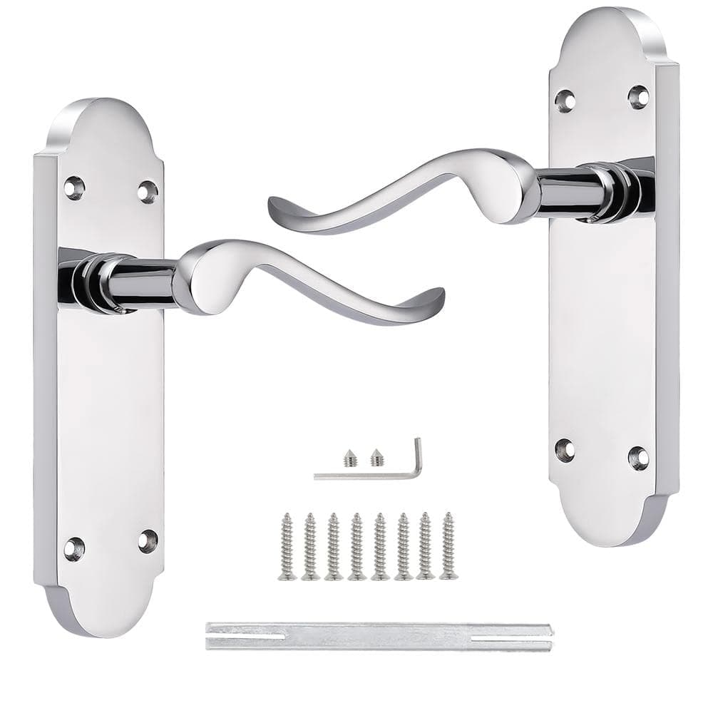 Probrico 1 Pack Chrome Door Handle Internal, Interior Chrome Door Handle, Backplate Size 168mm×40mm