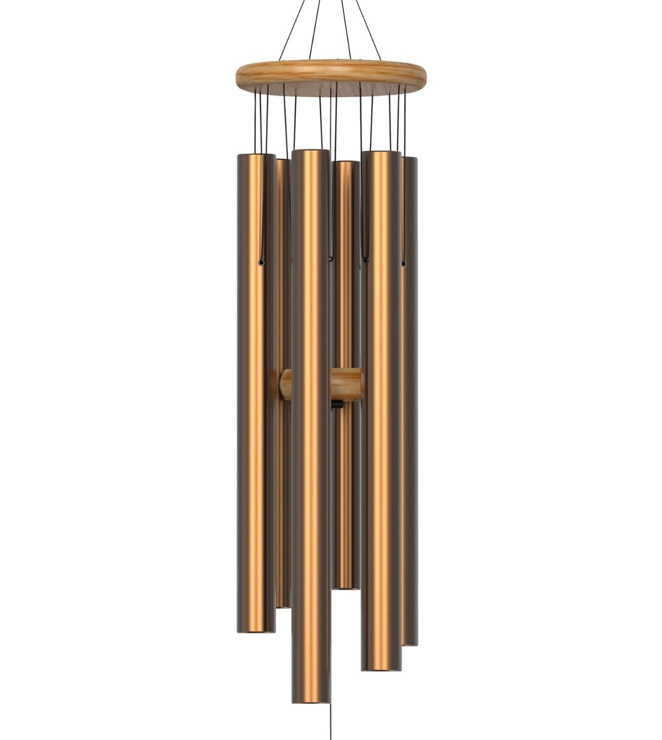 Large Wind Chimes – 35” Gold Modern Wind Chimes for Deep, Soothing Tones – Outdoor Garden Décor, Hand-Tuned Metal Chimes for Relaxation – Weatherproof Gift for Patio, Yard & Zen Spaces