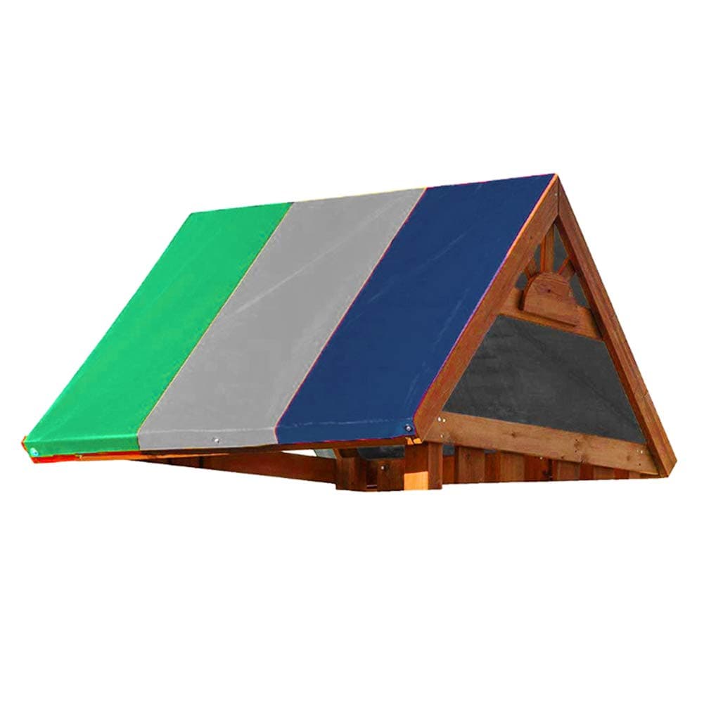 Swing Set Replacement Tarp, 52 x 89 in Multicolor Playground Roof Canopy, Multicolor Backyard Playset Canopy Replacement for Play Set Outdoor(Green + Gray + Blue)