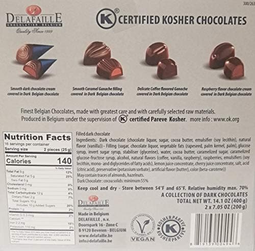 Delafaille Premium Belgian Kosher/Vegan Assorted Chocolates Gift Boxes - 2 Pack (14.1 oz.)