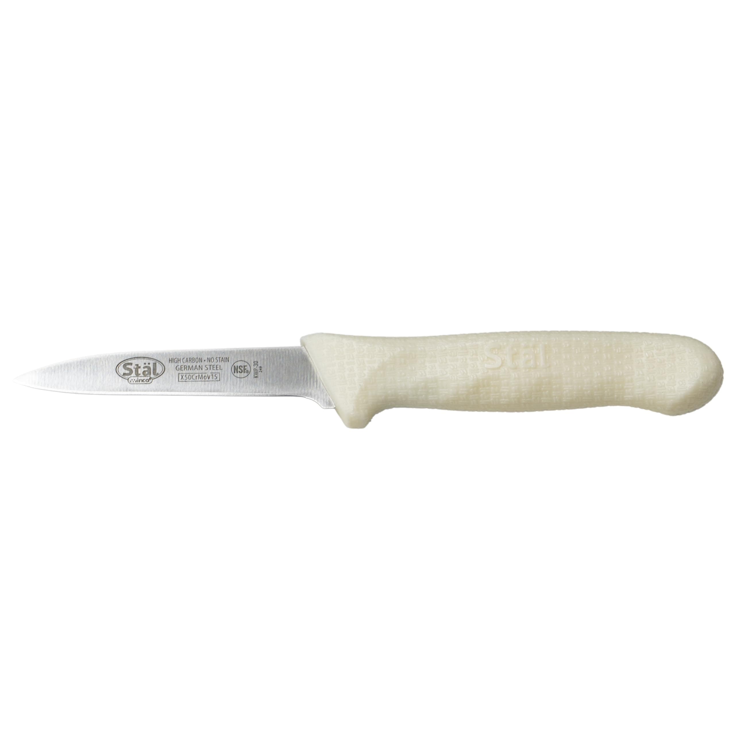 Winco 3-1/4" Paring Knives, White PP Hdl, 2pcs/pk