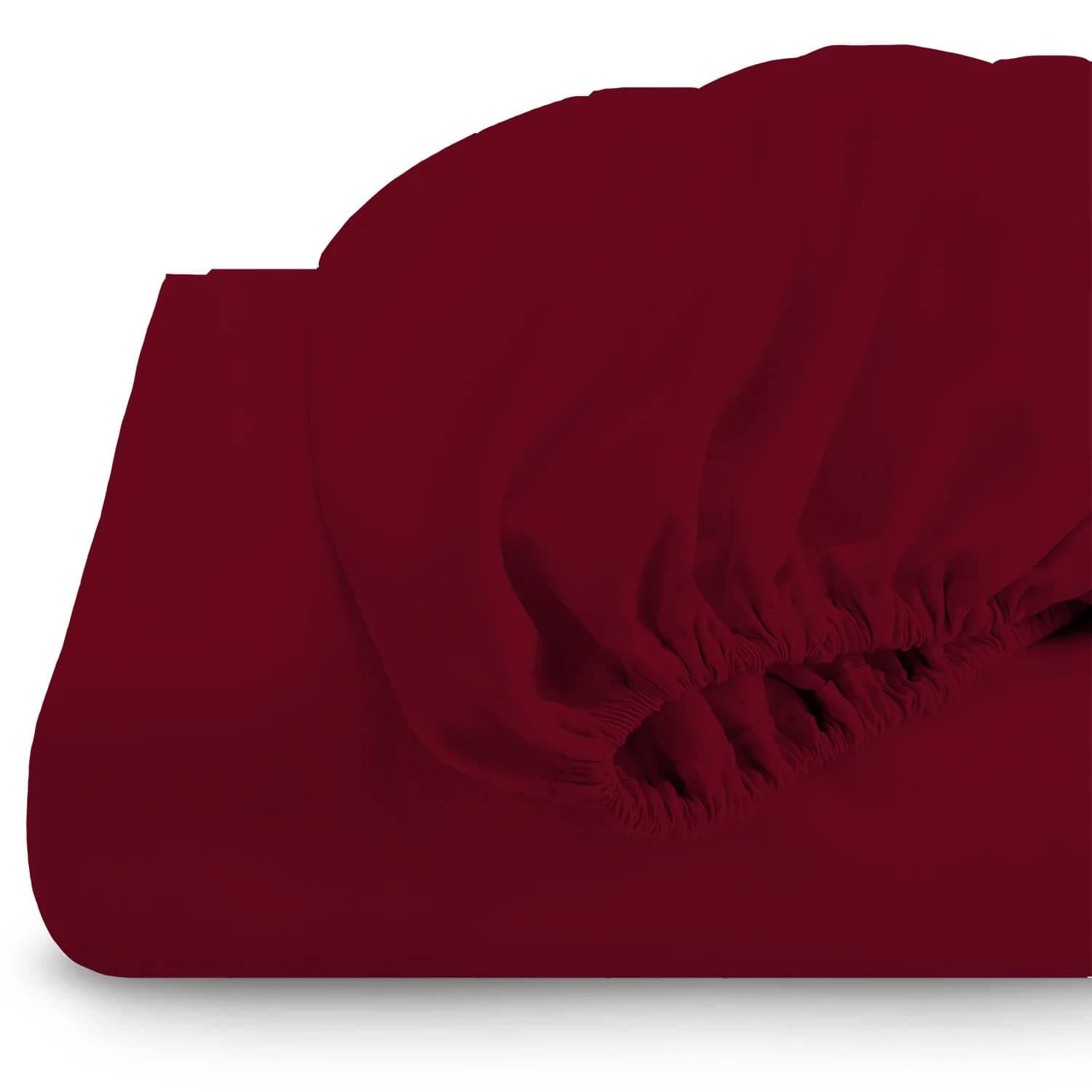 Fitted Sheet Full-XXL Size 1 PC Only with 22" Inch Deep Pocket Bottom Sheets for Home & Hotels, 600TC Ultra-Soft Mattress Covers, 100% Egyptian Cotton Bed Protectors - Burgundy Solid.