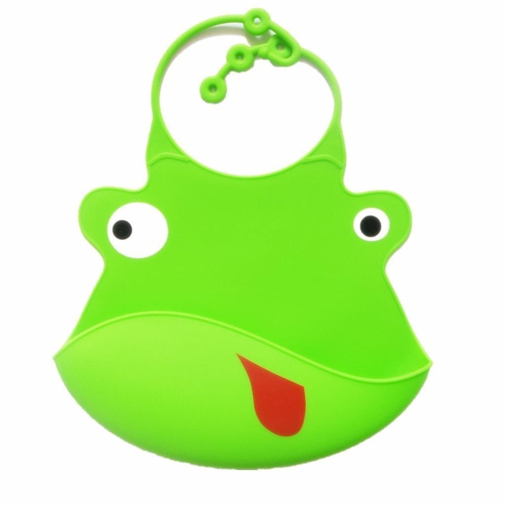 Adjustable Silicone Baby Bib - Packed in Nice Gift Box - This BPA Free Rubber Bib Is Very Stylish and Environmentally Friendly and Can Safely Be Washed in the Dishwasher. It Protects Baby’s Clothes and Is Very Easy to Clean. (Green Frog)