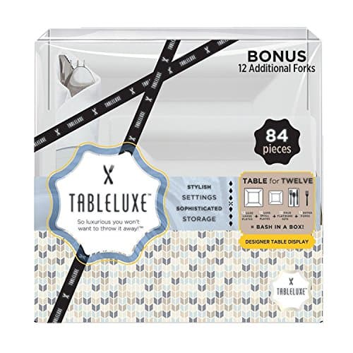 Tableluxe Top Rated Plastic Silverware | High Quallity Construction and Finish | Modern Elegant Design | 84 Piece Set with 12 Additional Bonus Forks