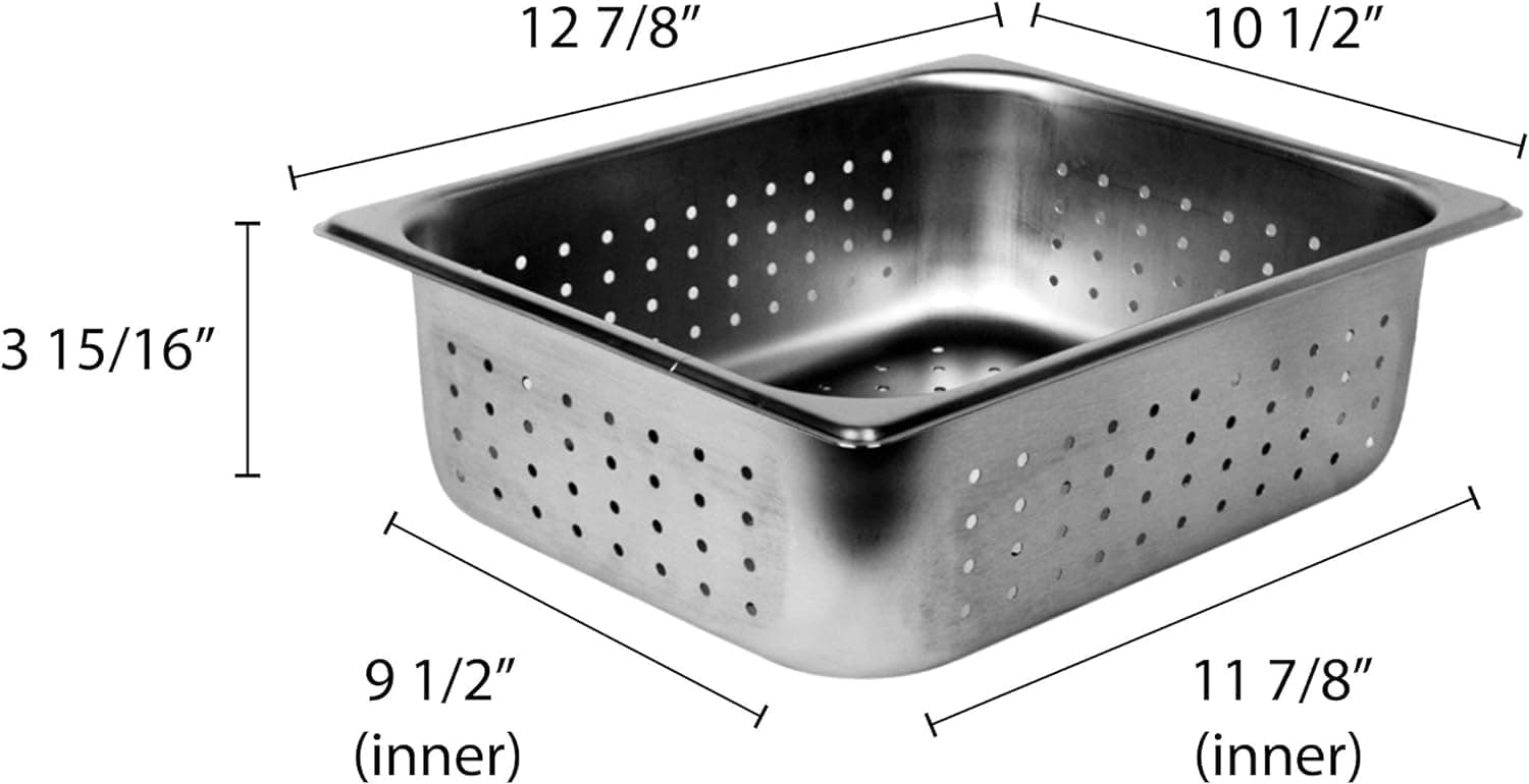 TrueCraftware-Half Size 4" Deep Perforated Stainless Steel Anti-Jamming Steam Pan 24 Gauge- Chafing Food Pan Anti-Jam Steam Table Hotel Pans for Restaurant Family Events Personal Catering Use