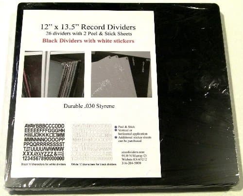 Black Plastic LP Record Dividers and Alphanumeric Stickers to Categorize Your Collection