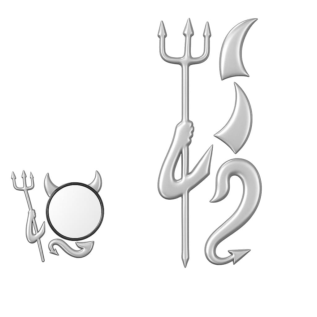 Cute 3D PVC Devil Style Demon Car Sticker Waterproof Auto Car Emblem Decal Decoration Goth Vehicle Accessories Devil Horns Decal Vehicle Emblem Self-Adhesive Logo Sticker Universal Fit Silver Badge