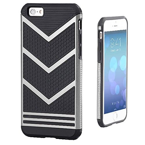 iPhone 6S Armor Case, V Shaped Shock Absorption Armor Soft Rubber Back Cover Bumper Case for iPhone 6/iPhone 6s (Silver)