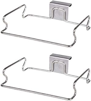 2 Pack Stainless Steel Trash Bag Holder, Garbage Storage Bags Rack, Hanging Garbage Bag Storage Organizer Rack for Kitchen Cabinets Doors and Cupboards Towel Gloves Hanger