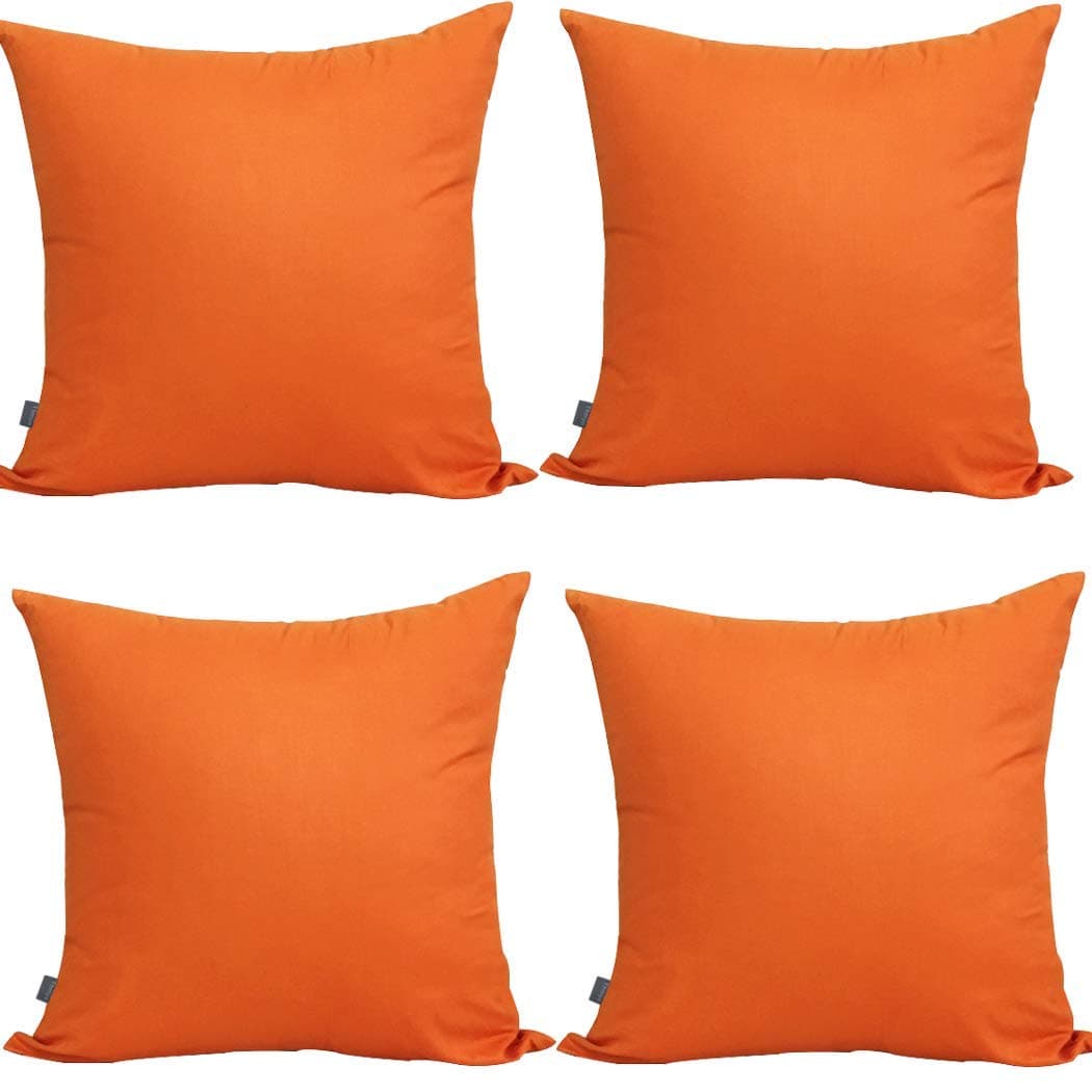 Thmyo 4-Pack 100% Cotton Comfortable Solid Decorative Throw Pillow Cases Square Cushion Cover Pillowcases Sublimation Blank Pillow Cover Halloween DIY Throw Pillowcase(16x16inch/40x40cm,Orange)