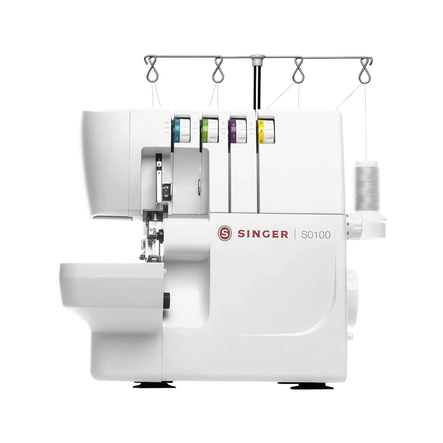 SINGER S0100 Metal Frame Serger with Accessory Kit | Overlock Machine with 6 Built-in Stitches, 2-3-4 Thread Capability, Adjustable Tension & Stitch Length, 1300 Stiches per Minute & Differential Feed