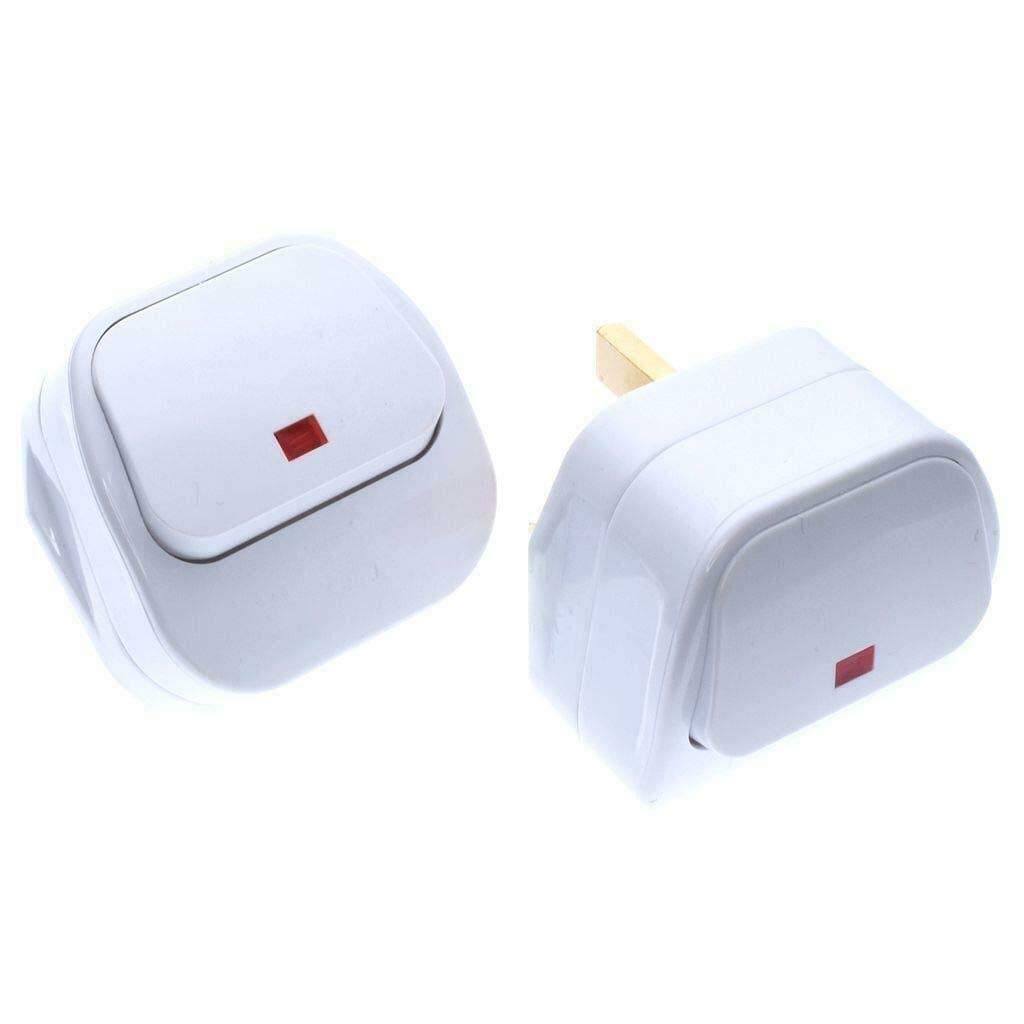POWERTOOL UK Plug, 3 Pin Mains Plug with Big Swtch Neon Indicator Light for Business, Office & Industrial(2pcs)