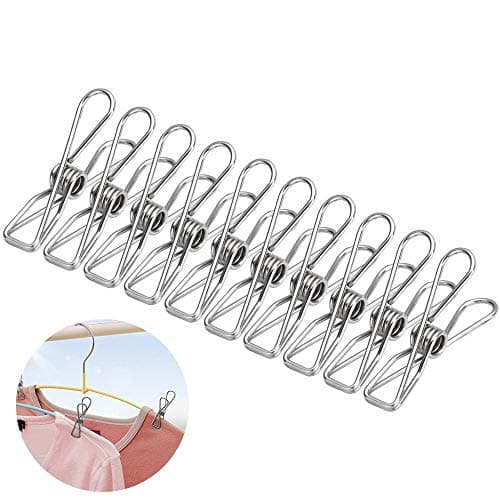 ManYee 60 Pack 2 Inch Multi-Purpose Stainless Steel Clothes Pins Wire Clips Metal Clothesline Utility Clips Hooks Clothespins Fasteners for Laundry Indoor&Outdoor Clothes Drying