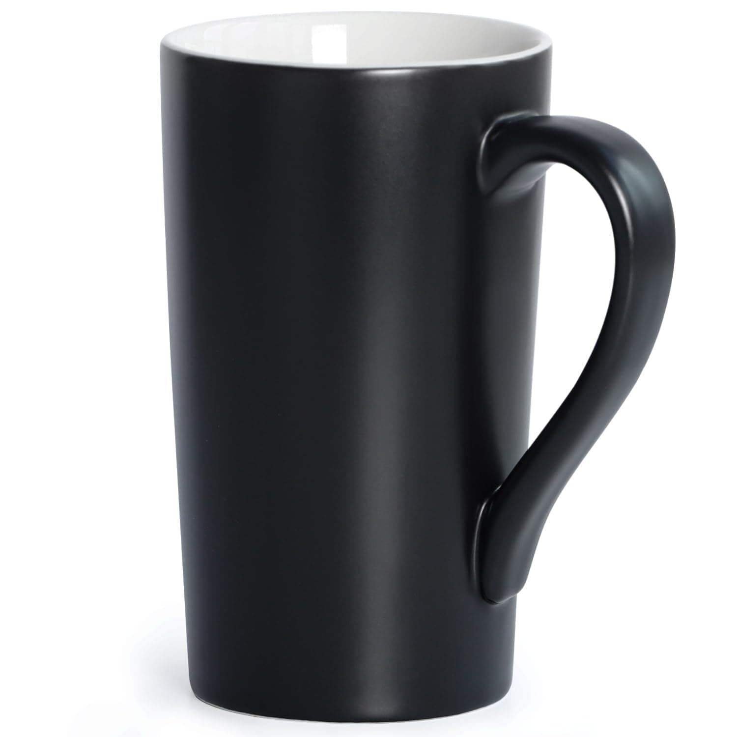 20 OZ Coffee Mug, Simple Large Tall Ceramic Cup, Smooth Ceramic Tea Cup for Office and Home, The Best Gift for Your Father, Husband And Friends, Big Capacity with Handle, Black