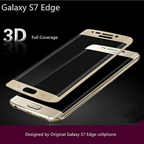 XUHUI Galaxy S7 Edge Screen Protector [Full Coverage]Galaxy S7 Edge Tempered Glass【New upgraded】(Gold)