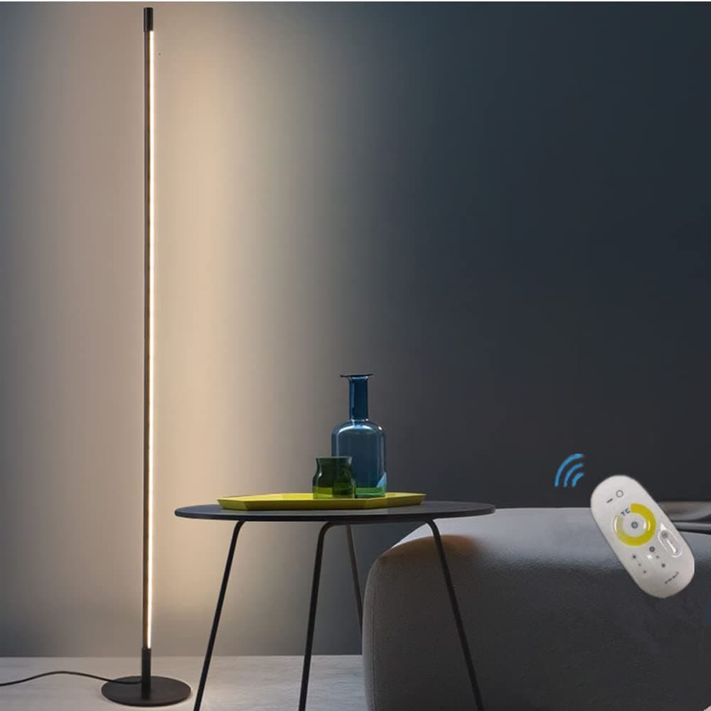 BVTECH Smart LED Floor Lamp Dimmable Standing Uplight Lamp with Remote Control, Modern Ultrathin 3 Color Temperatures in One LED Standing Lamp (Not Foldable)