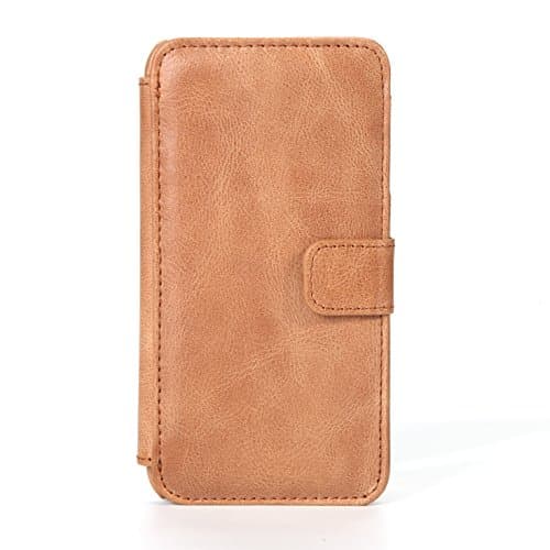 iPhone 7 Leather Case by KnockFlux (iPhone 8 Compatible) - Fashionable Wallet Case Made with Premium Genuine Leather Offers 3 Card Slots and ID Window, Stand and Cash Pocket.