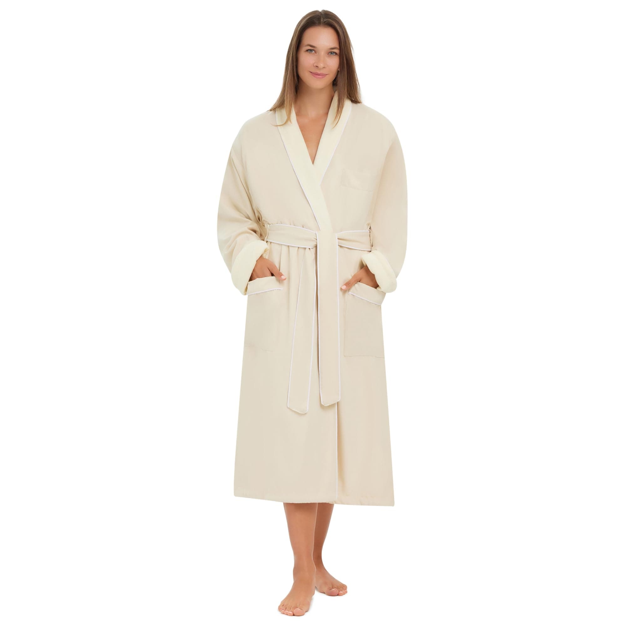 Terry Lined Microfiber Hotel Robe - Luxury Spa Bathrobe by Monarch/Cypress