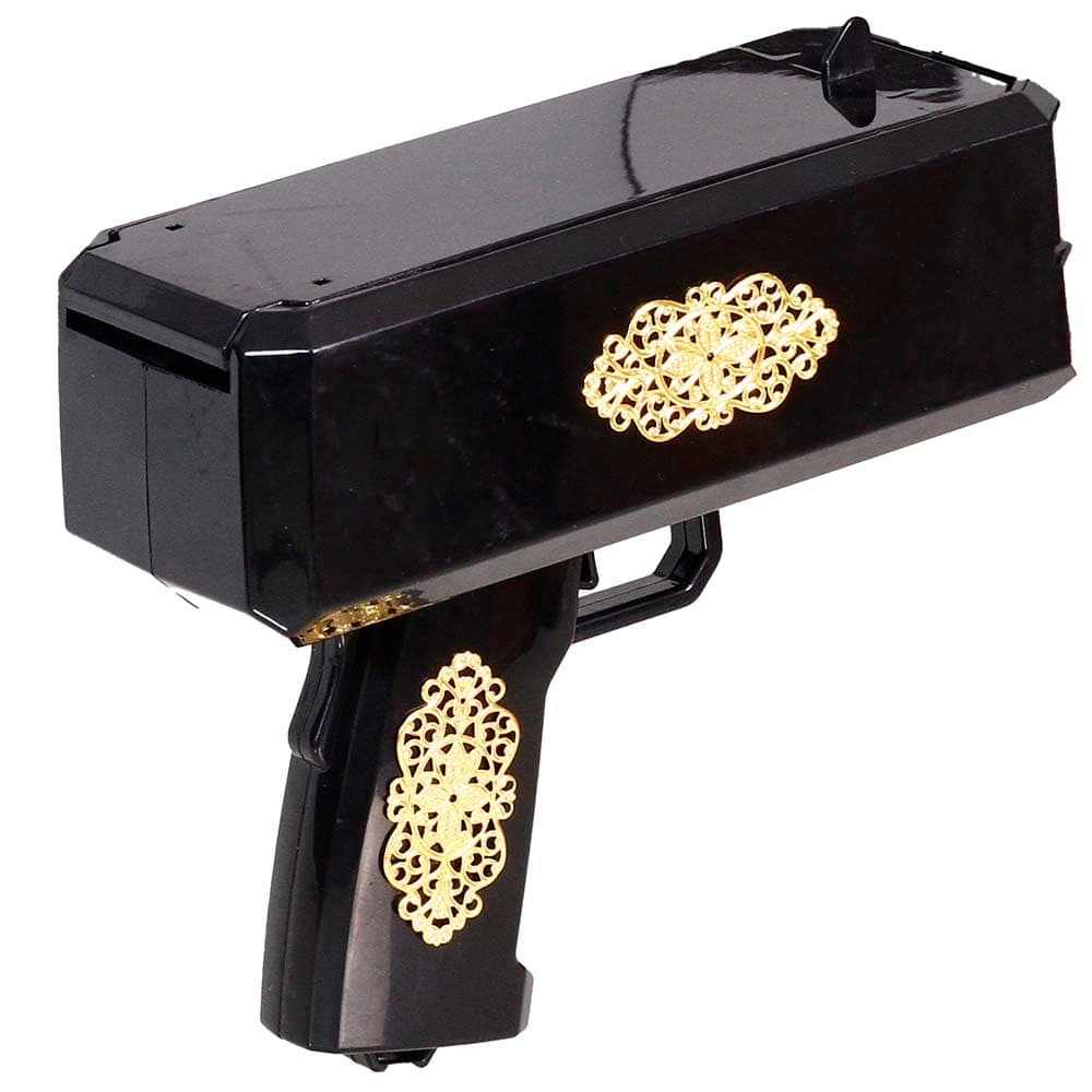 Money Gun with 200 Pcs Prop Paper（not Other Function） with Gold Floral Pattern Money Guns Prop Gun for Birthday Wedding Party Night Club