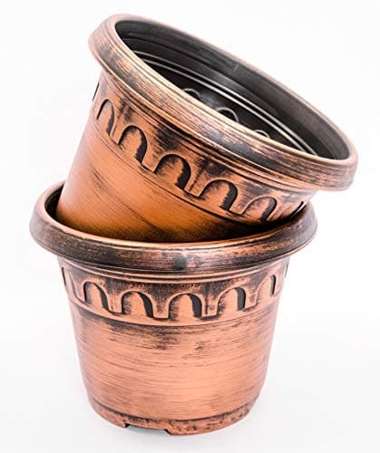 Castle Wall/Pillar Design (2 Pack) Plastic Planter 9X7" Flowerpot for Indoor, Outdoor, Garden, Patio, Office Ornaments, Home Decor, Long Lasting Reusable, Light Weight, Water Resistant (Copper-CW)