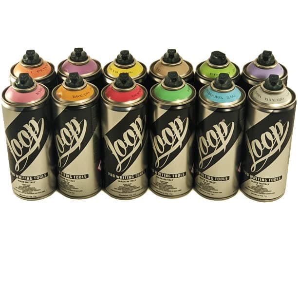 Loop Graffiti Spray Paint 400mL Cans - Set of 12 Pastel Colors