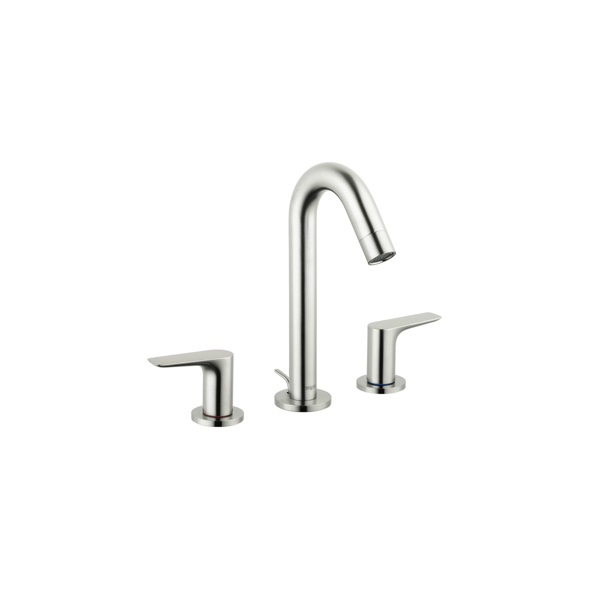 hansgrohe Logis Widespread Modern Low Flow Water Saving 2 3-Hole Bathroom Sink Faucet in Brushed Nickel, 71533821