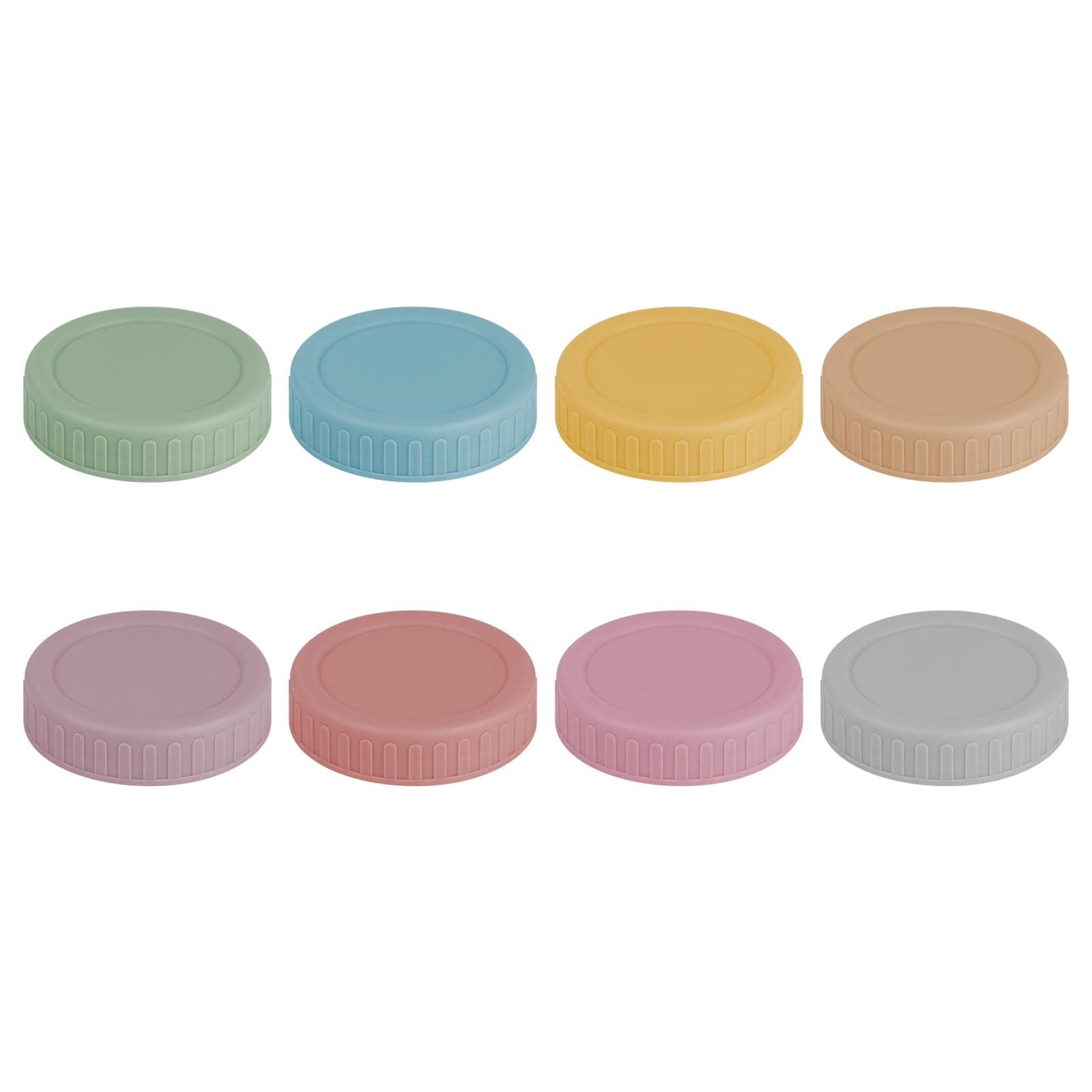 Vaincre 8PCS Mason Jar Lids - Colored Plastic Mason Lids Regular Mouth, Leak Proof Canning Covers with Silicone Rings for Ball, Kerr and More, Reusable Can Tops Caps Covers for Jars