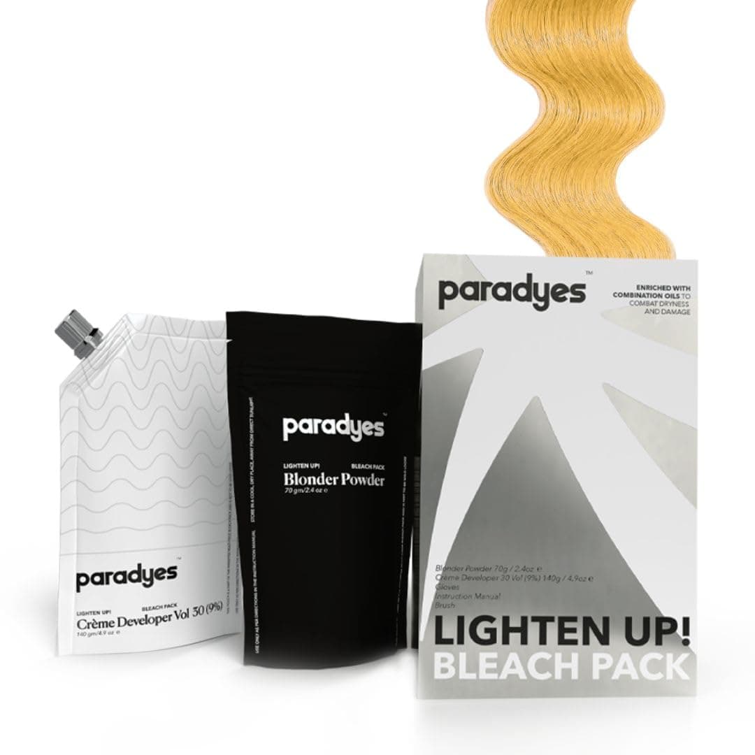 Paradyes Lighten Up! Bleach Pack 30 Vol. enriched with Flax, Almond and Olive Oil to lighten dark hair, suitable for All Hair Types