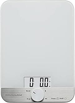 KQ908 Glass Surface 11 Pound Capacity Digital Kitchen and Food Scale, White