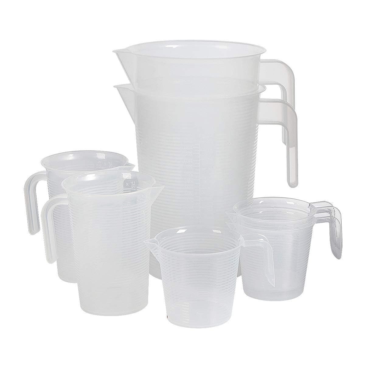 Uotyle Plastic Graduated Pitcher Measuring Cups Set 250ml/500ml/2000ml BPA Free Liquid Measuring Container Kitchen Utensils Gadget Measuring Tool with V-Shaped Spout & Measurement