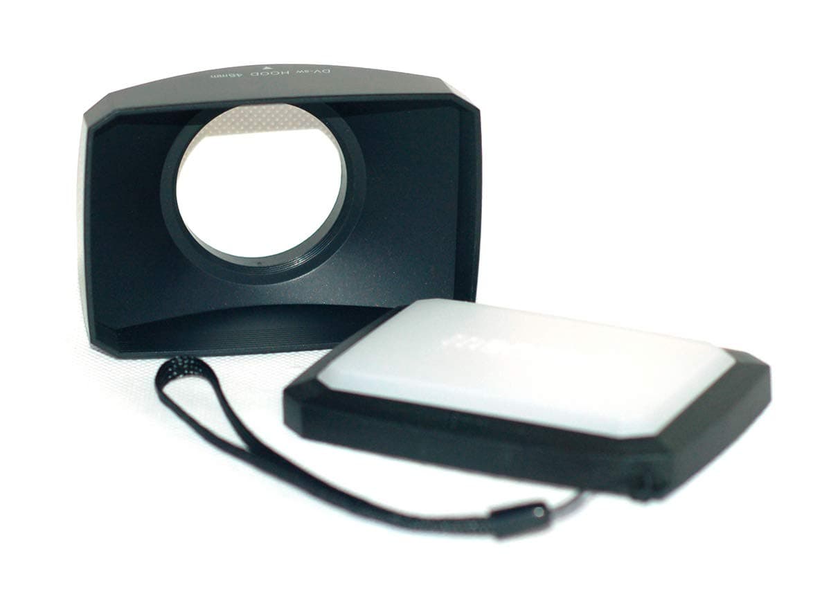 46mm 16:9 Screw Mount Rectangular Wide Angle Lens Hood + W/B Cap for 46mm Sony Panasonic JVC Olympus Fuji Camcorders