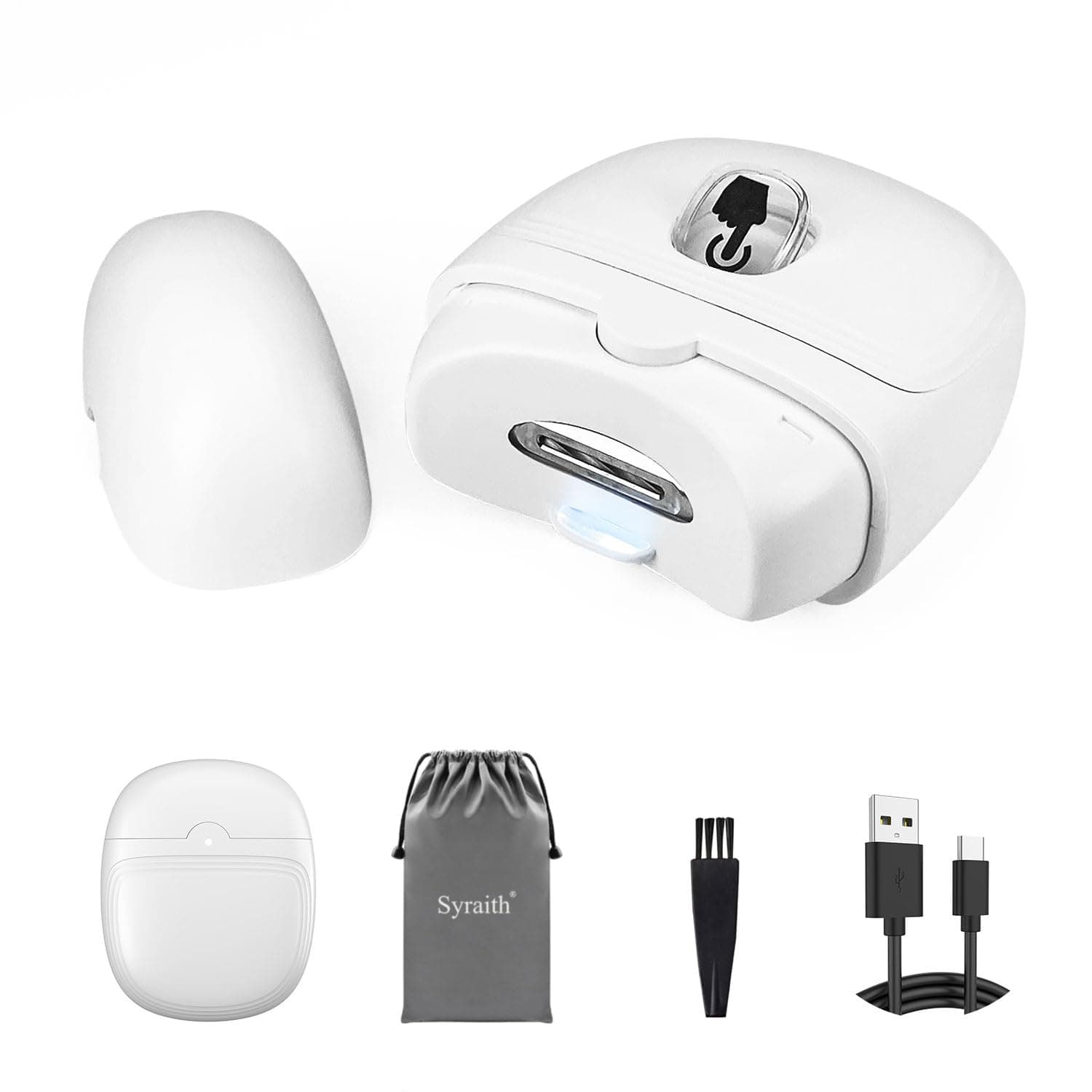 Syraith Electric Nail Clipper, Automatic Nail Clipper with LED Light & 2 Speeds, Rechargeable Safety Nail Clippers with Nail Scraps Storage, for Baby, Kids, Adults, Seniors