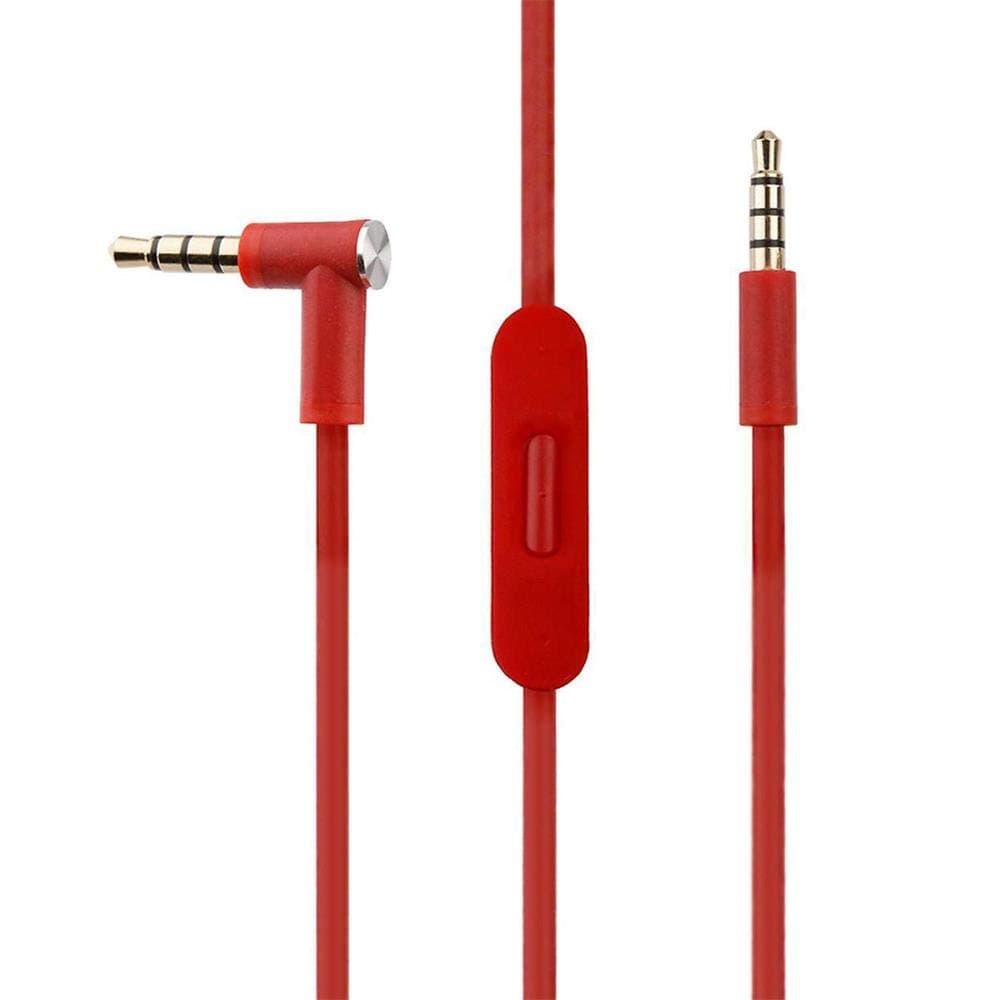Replacement Audio Cable Cord Wire with in line Microphone and Control for Beats by Dr Dre Headphones Solo Studio Pro Detox Wireless Mixr Executive Pill (red)