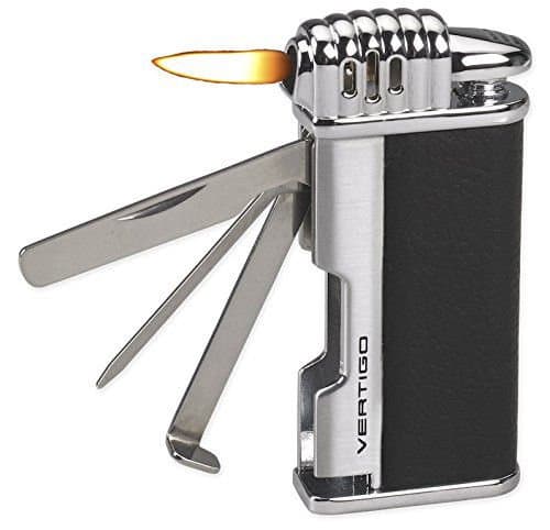 Lotus Vertigo Puffer Angled Flame Pipe Lighter w/Tamper Scraper Spike (Black)