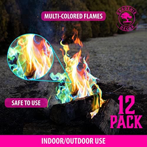 12 Pack Legendary Blaze Magical Flames Fire Color Changing Packets - Fire Pits and Campfire Accessories for All Seasons - Create Magic Colorful Fire with Color Flame Packs