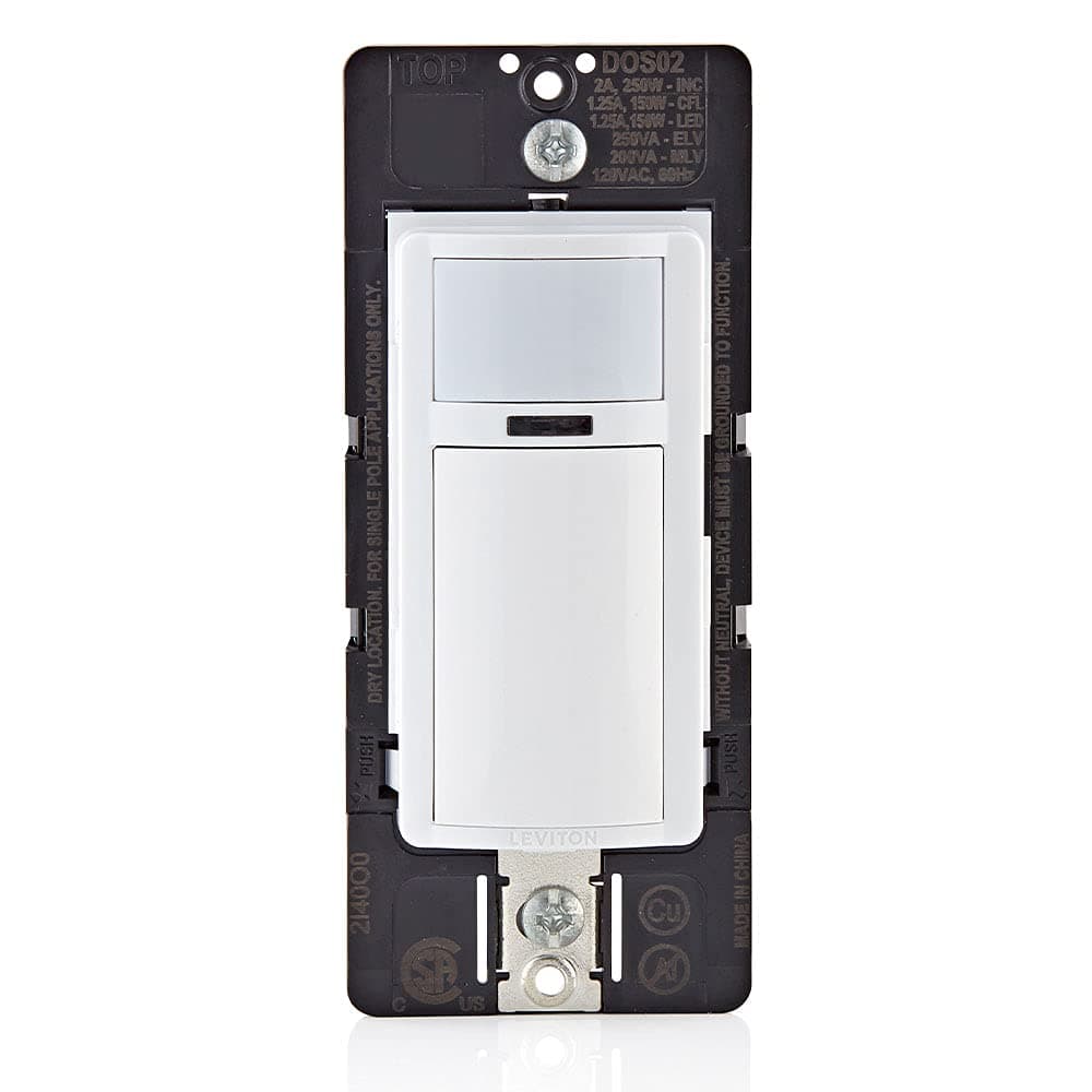 Motion Sensor Light Switch, Motion Activated, Auto-On/Auto-Off or Manual-On, 2A, No Neutral Wire Required, Single Pole, DOS02-LW, White