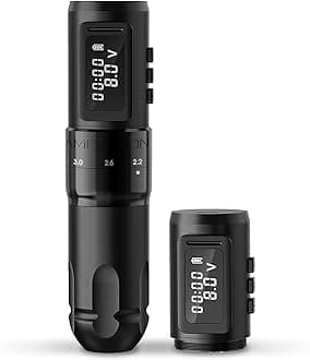 MARS-U Wireless Tattoo Machine with Adjustable Stroke - Rotary Cartridge Tattoo Machine Pen with Extra 1800mAh Power Coreless Motor Digital LED Display for Professional Tattoo Artist
