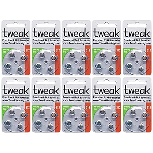 TweakHearing Premium PSAP/Hearing Aid Batteries, Size 312