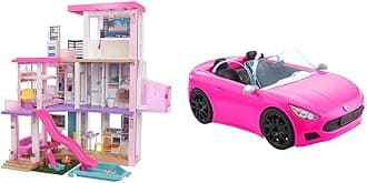 Barbie DreamHouse Dollhouse with 75+ Accessories and Wheelchair Accessible Elevator (Amazon Exclusive) + Barbie Convertible 2-Seater Vehicle