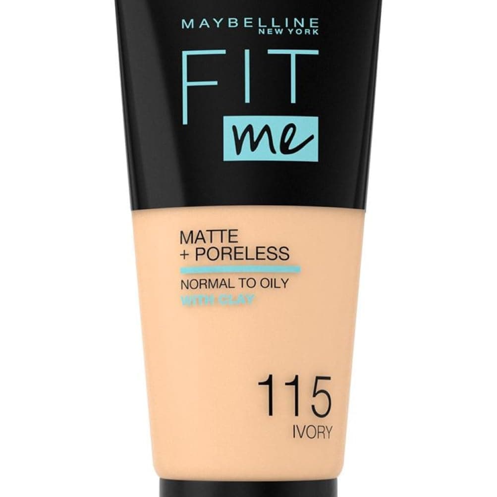 Maybelline Fit Me Foundation, Medium Coverage, Blendable With a Matte and Poreless Finish, For Normal to Oily Skin, Shade: 115 Ivory, 30ml