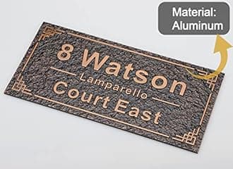 Personalized House Address Plaque 12" Cast Numbers for Outside Custom Street Name Address Sign Plate Vintage for Mailbox Door Room Classic Wall Outdoor Antique Copper