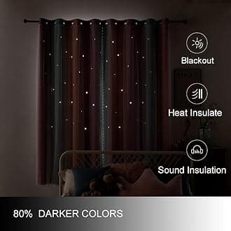FANLI Ombre Rainbow Blackout Curtains for Kid Girls Bedroom Living Room Darking Stripe Double Layer Star Cut Out Wall Home Decor Gradient Grommet Window Curtains (Pink Purple, 52W x 72L)