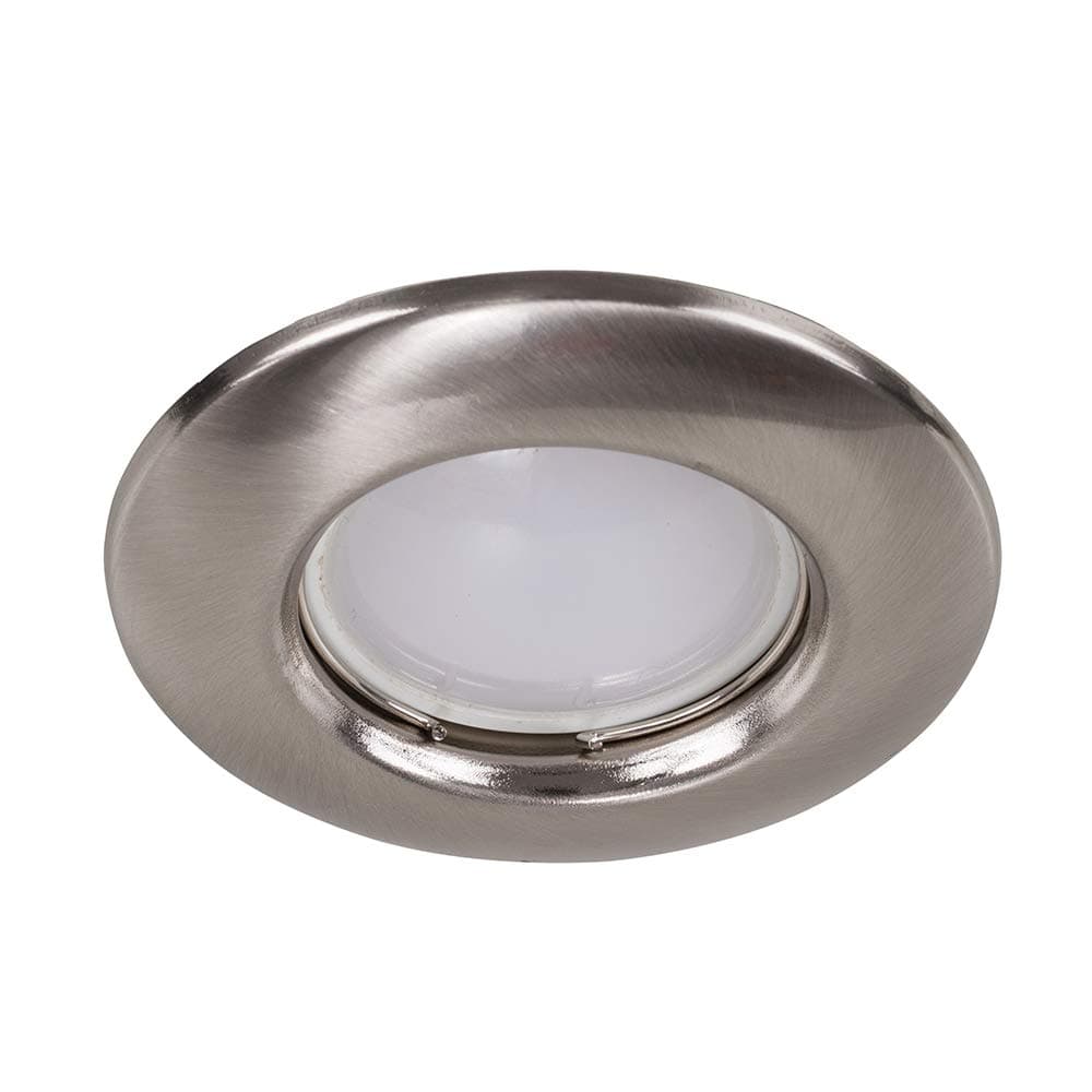 MiniSun | Modern Brushed Chrome Recessed Ceiling Downlight Fitting | Recessed Lighting, Home Décor & Improvement Essential | Includes Bulb [3000K Warm White] | Mains Wired