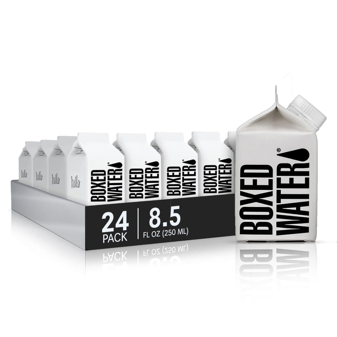 BOXED WATER IS BETTER 8.5 oz. (24 Pack) – Purified Drinking in 92% Plant-Based Boxes, 100% Recyclable, BPA-Free, Refillable Cartons, Sustainable Alternative to Plastic Bottled , Mini for Kids
