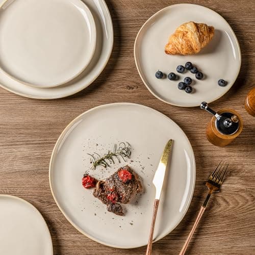 AmorArc Ceramic Dinnerware Sets,Handmade Reactive Glaze Stoneware Plates and Bowls Sets,Highly Scratch Resistant | Dishwasher & Microwave Safe Dishes Set,Service for 4 (12pc)