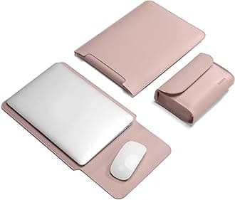 Laptop Sleeve Bag Compatible with MacBook 12 A1534/Air 11 13 M1 A2337/Pro 13 A2338, 11.6-12.3 Acer Chromebook/HP Stream/ASUS/Surface Pro 8/7/6/X/5/4/3, PU Bag with Small Case, Pink