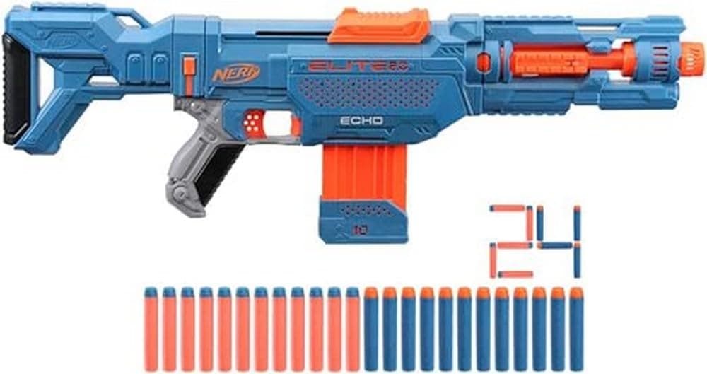 Elite 2.0 Echo CS-10 Dart Blaster, 24 Nerf Elite Darts, 10-Dart Clip, Outdoor Toys Kids