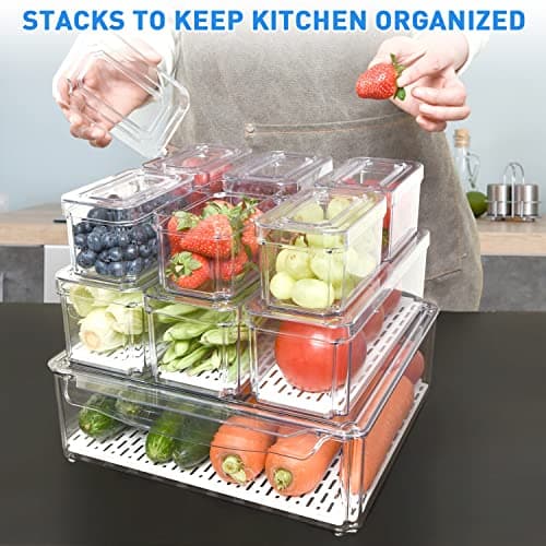 Cloud Search fridge storage boxes plastic boxes for storage containers for kitchen | fridge storage containers for storage | fridge organizers storage box set | plastic storage box (Pack of 10)