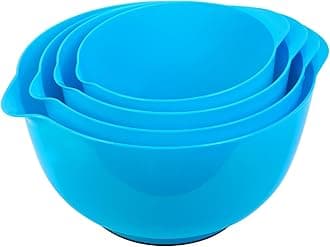 4 Quart Large Plastic Mixing Bowls, Microwave Safe Mixing Bowl Set with Pour Spout, Nesting Bowls for Space Saving Storage(Teal)